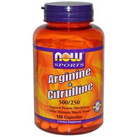 Now Foods ARGININE 500mg CITRULLINE 250MG 120 CAPS 2 Pack