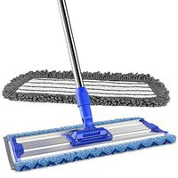 MR.SIGA 18" Professional Microfiber Mop for Floor Cleaning, Stainless Steel Telescopic Handle, includes 2 Washable Premium Microfiber Mop Pads, 1 Scrub Cloth and 1 Dust Cloth