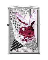Zippo Playboy Rabbit Abstract Pocket Lighter, Brushed Chrome