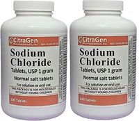 Sodium Chloride Tablets 1 gm, USP Normal Salt Tablets - 1000 Tablets (2 Pack of 500 Tablets) by CitraGen Pharmaceuticals, Inc.