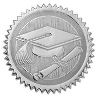 Embossed Graduation Cap & Diploma Silver Certificate Seals, 102 Pack