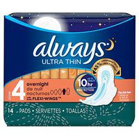 Always Pads Size 4 Ultra Thin 14 Count Overnight (6 Pack)