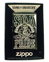 Zippo Custom Lighter - Samcro Sons of Anarchy SOA Pride Family Loyalty Laser Engraving - Regular Ebony Black Ice