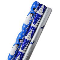 Hallmark Reversible Christmas Wrapping Paper Bundle, Blue and White (Pack of 3, 120 sq. ft. ttl.)