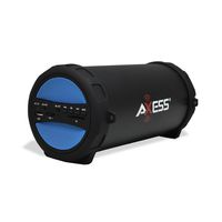 AXESS SPBT1041 Portable Thunder Sonic Bluetooth Cylinder Loud Speaker with Built-In FM Radio, SD Card, USB, AUX Inputs in Blue