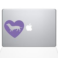 The Decal Guru Heart Dachshund MacBook Decal Vinyl Sticker - 15" MacBook Pro (2015 & Older) - Lavender (1324-MAC-15P-LAV)
