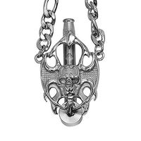 Halloween（Flame Skull）Creative Stainless Steel Necklace Portable Mini Personal Tube (Silver)