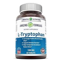 Amazing Nutrition L-Tryptophan Dietary Supplement - Natural Sleep Aid Supplements with 1000 mg of Free Form L Tryptophan - for Stress Relief, Circulation & Immune Support - 60 Tablets