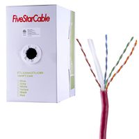 FiveStarCable 1000ft Cat6 CMR Riser Rated 23AWG 4 Twisted Pair Solid Bare Copper Conductor ETL Listed Ethernet Network LAN Cable PVC Red
