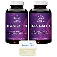 MRM Digest-All IC Probiotics & Digestive Enzymes, Digestion Supplement, 60 Vegetarian Tablets - 2 Pack Bundle with a Lumintrail Pill Case
