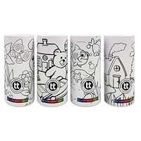 Traveling Tissues Kids Coloring Round Facial Tissues Tube Boxes - 4 Pack, 50 Count Disposable 2 Ply Tissues - Perfect Fit for Car Cup Holder