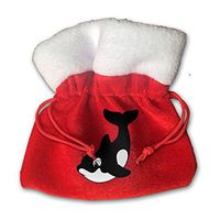 Cartoon Killer Whale Christmas Gift Bag Cotton Santa Bag With Drawstring Size 15 X 15 Cm(Red)