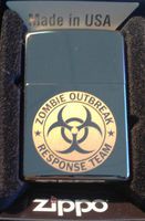 Zippo Custom Lighter - Biohazard Toxic Seal Zombie Outbreak Response Team Logo Black ICE High Polish Chrome Rare!