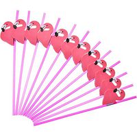 50 Pcs Flamingo Drinking Straws Cocktail Tropical Bendable Straws Plastic Drinking Straws For Lula Party Supplies/Hawaiian/ Birthday/Pool Party Decorations