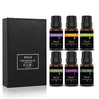Essential Oils Set, ESSLUX TOP 6 Aromatherapy Essential Oils: Lavender, Tea Tree, Orange, Rosemary, Lemongrass, Peppermint Essential Oil