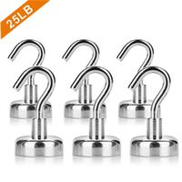 UPZHIJI Magnetic Hooks,Powerful 25LB Neodymium Heavy Duty,Ideal for Indoor/Outdoor Hanging（6Pack）