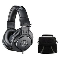 Audio-Technica ATH-M30x Professional Headphones Deluxe Bundle - Includes Headphones and Compact Deluxe Gadget Bag for Cameras/Camcorders