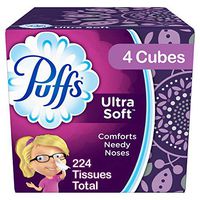 Puffs Ultra Soft Facial Tissues, 4 Cubes, 56 Tissues per Cube
