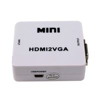 VGA to HDMI, Mini HDMI2VGA HD Video Converter，1080P Audio Video Signal Output HDMI2VGA Converter for PS3 XBOX360 Blu-ray DVD Set-top Boxes PC Laptop to HDTV Projector (White)