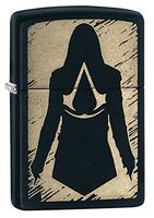 Zippo Personalized Message Engraved on Backside Assassin's Creed Black Indoor Outdoor Windproof Lighter