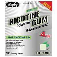 Rugby Sugar Free Nicotine Polacrilex Gum, 100 Count - 4 MG - COATED MINT Flav... - Buy Packs and SAVE (Pack of 2)