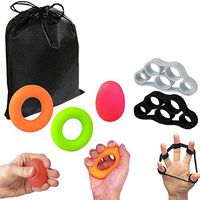 roygra Hand Grip Strengthener (5 Pack) Finger Exercise Exerciser Stretcher Resistance Bands Stress Relief Ball Forearm Squeeze Ring Strength Trainer (C - 5 Pack)