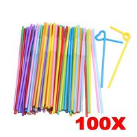 100pcs Food Grade Pp Plastic Flexible Ice Tea Bar Party Disposable Drinking Drink Straws