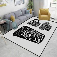 Bigdatastore Coffee Checkered Children's Software Games, Quotes About Coffee with Take Away Mug Cup Silhouette Drinking Addiction Theme, Fashionable High Class Living Dinning Room(3'x 8')