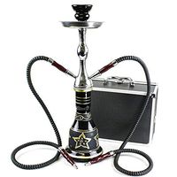 GStar Convertible Series: 18" 1 or 2 Hose Hookah Complete Set w/Case - Majestic Glass Vase (Tuscany Black)
