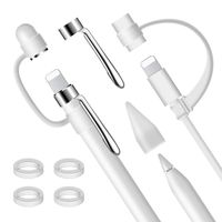 Qoosea Compatible with Apple Pencil Replacement Cap Holder/Nib Cover/Charging Cable Adapter Tether/Pencil Pen Clip/Silicone Rings Compatible with Apple Pencil Accessories Kit (9 in a Pack)