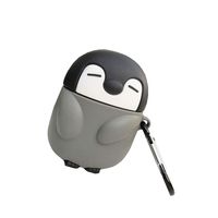 TOUBN Airpods 3 Charging Case, Cute Grey Standing Penguin Animals Design Wireless Headset Cover, Soft Silicone Shockproof Cover For Airpods 1 & 2 With Hook (Standing Penguin, Airpods 1 & 2)