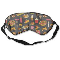 100% Silk Sleep Mask Eye Mask Fast Food Pattern Soft Eyeshade Blindfold With Adjustable Strap For Men Women And Kids For Sleeping Travel Work Naps Blocks Light