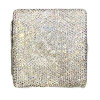 Metal Cigarette Case/Box/Holder Storage Case Portable Cigarette Holder Case for Regular Size, White Rhinestones