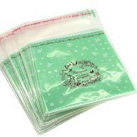 Woodland Wreath Cookie Candy Party Gift Bags with Self-Adesive, Pack of 95, Green Color