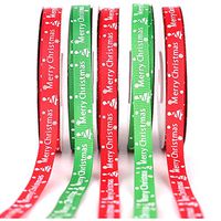 QLINLEAF 100 Yard Christmas Grosgrain Ribbons for Gift Wrapping 4 Rolls Red/Green Ribbon Xmas DIY Craft