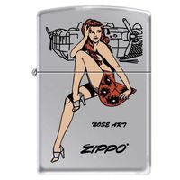 Zippo "Nose Art Pinup Girl" Lighter, 6883, High Polish Chrome
