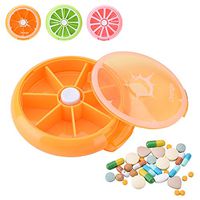 Yosoo Portable Rotating Pill Box 7 Day Medicine Vitamins Container Storage Dispenser, Cute Fruit Style (Orange)