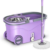 SHPING Mops Rotating mop, 360 degree free rotation, stainless steel telescopic rod, double drive, wet and dry, no need to hand wash, clean all kitchen floor