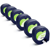 Aitaperste 6 Pack Replacement for Dymo Letratag Refills Self-Adhesive Paper Label Tape Compatible with LetraTag Label Maker 100H, LT-100T Plus, QX50, Black Print on White, 1/2 inch x 13 feet Roll