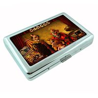 Perfection In Style Metal Silver Cigarette Case Vintage Creepy Clowns Design 015