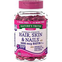 Nature's Truth Superior Strength Hair/Skin/Nails with Argan/Coconut Oil/Collagen, 165 Count, Multicolor