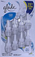 vitaminwater Glaceau Glade Limited Edition PlugIns Scented Oils Refills 25% More 8 Ct-Clean Linen, Clear, 6 Fl Oz