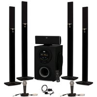 Acoustic Audio AAT3003 Tower 5.1 Home Theater Bluetooth Speaker System with Optical Input and Mics