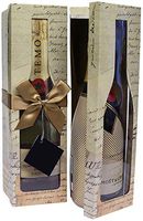 Champagne Gift Box x2 - Reusable Caddy - Easy to Assemble - No Glue Required - Ribbon Tie and Gift Tag Included - Vintage Letter & Lid with Window Design - Pomerol - EZ Gift Box by Endless Art US