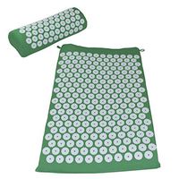 Back and Neck Pain Relief,Acupressure Mat and Pillow Set,Relieves Stress, Back, Neck, and Sciatic Pain Muscle Relaxation Memory Foam for Chair, Bed, Travel (Green)
