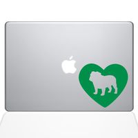 The Decal Guru Heart Bulldog MacBook Decal Vinyl Sticker - 13" MacBook Air - Green (1330-MAC-13A-LG)
