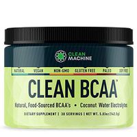 Clean BCAA - Natural Food Sourced BCAAs & Coconut Water Electrolytes - Award Winning Vegan Amino Acid Supplement - Unflavored - 143g