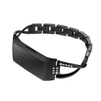 MEFEO Metal Bands Compatible for Fitbit Charge 3 and Charge 3 SE Fitness Activity Tracker, Bling Rhinestone Bracelet Strap Wristband for Women (Black)