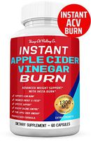Instant Apple Cider Vinegar Burn Capsules 1300mg Diet Pills for Men and Women Detox Cleanse Booster for Weight Management Premium ACV Capsules 60 Count