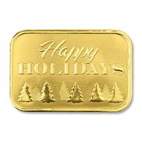 Pine Tree Happy Holidays Gold Foil Seals, 48 Count